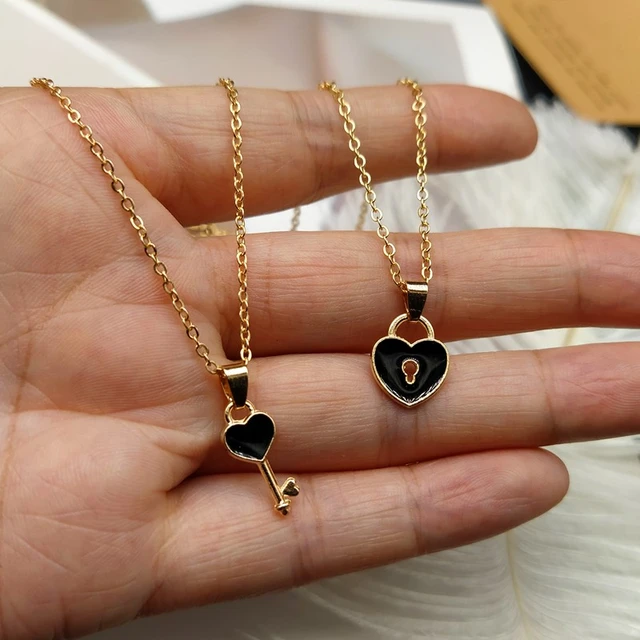 2 pcs/lots Lock Key Necklace For Women New Fashion Delicated