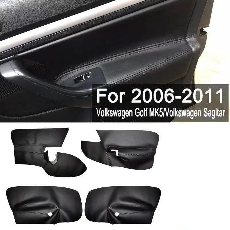 

4pcs/set Black Beige Car Interior Microfiber Leather Door Handle Armrest Panel Cover For Volkswagen Golf 5 2005-2011