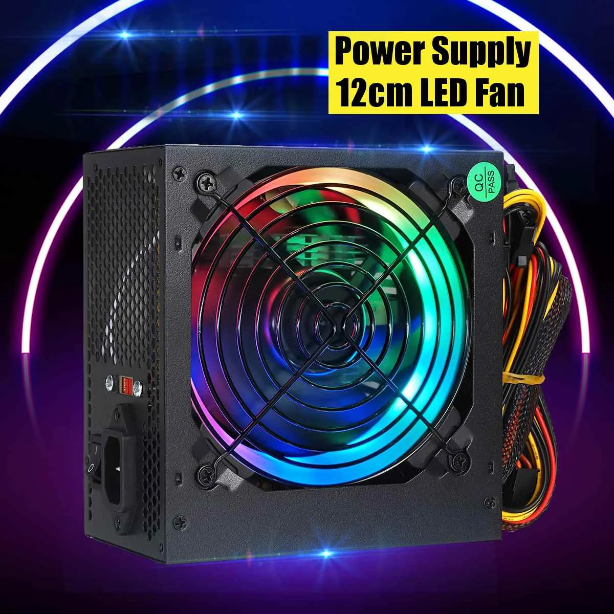 Макс 1000 Вт блок питания 12 см многоцветный светодиодный rgb вентилятор 24 Pin PCI SATA 12V компьютерный источник питания
