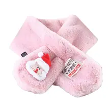 Детский Рождественский плюшевый шарф-шарф с крестиком, Санта-Клаус, олень, кукла, зимний теплый шарф 95AB