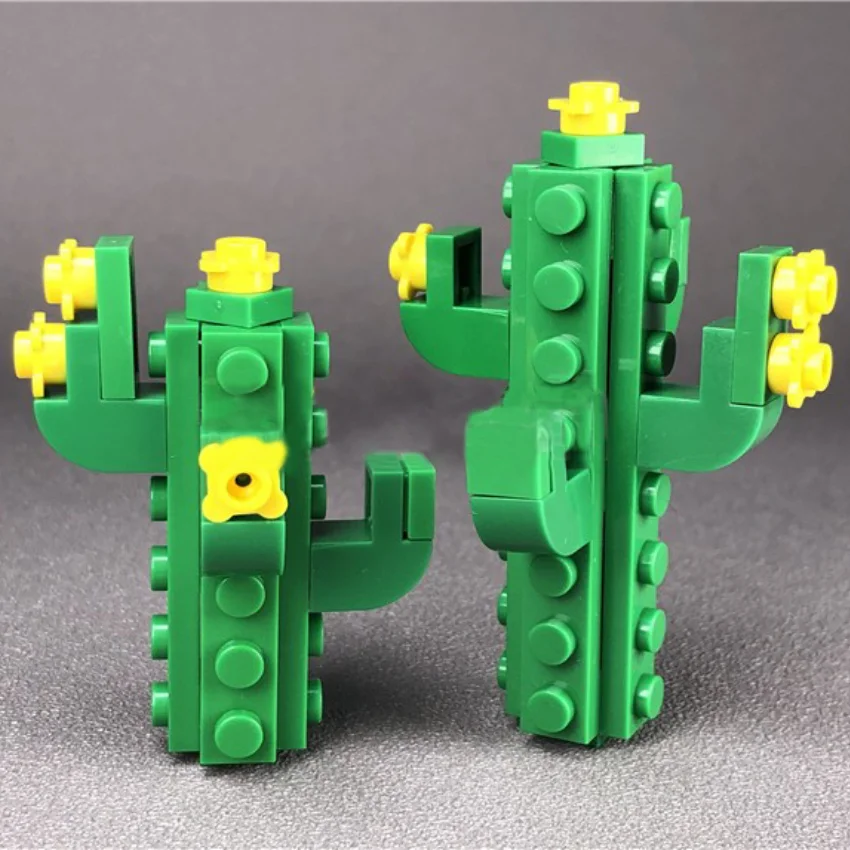MOC Bricks Legoing Creative Pot Toy Animals DIY Plant Desert Cactus Building Blocks Educational Toys for Children (1)