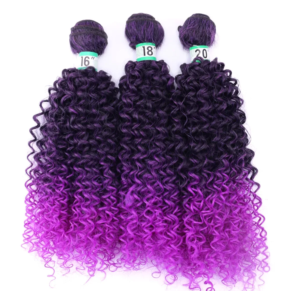 Angie, два тона, черный-фиолетовый, афро кудрявые волосы, плетение, низкая цена, синтетические волосы для наращивания, Омбре, пучок волос