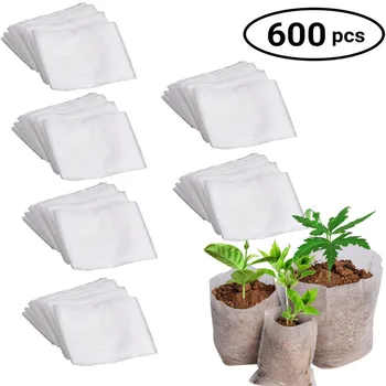 

600pcs Garden Grow Bags Nursery Pots Seed-raising Bags Jardin Non-woven Fabrics Garden Supply Plant Root Growing Box Jardineria