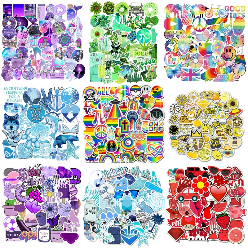 

50Pcs/pack Cartoon Simple VSCO Girls Kawaii Sticker For Luggage Laptop Motorcycle Refrigerator Toys Pegatinas Decals Stickers F5