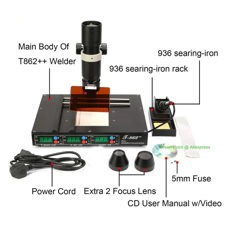 PUHUI T862++ паяльник IRDA Lnfrared Bga паяльная машина BGA SMD SMT паяльная станция