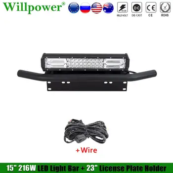 

Offroad 4x4 Car License Number Plate Holder w/ 15" LED Light Bar Work Light Mount Bracket Bullbar For Jeep JK Truck SUV Pickup