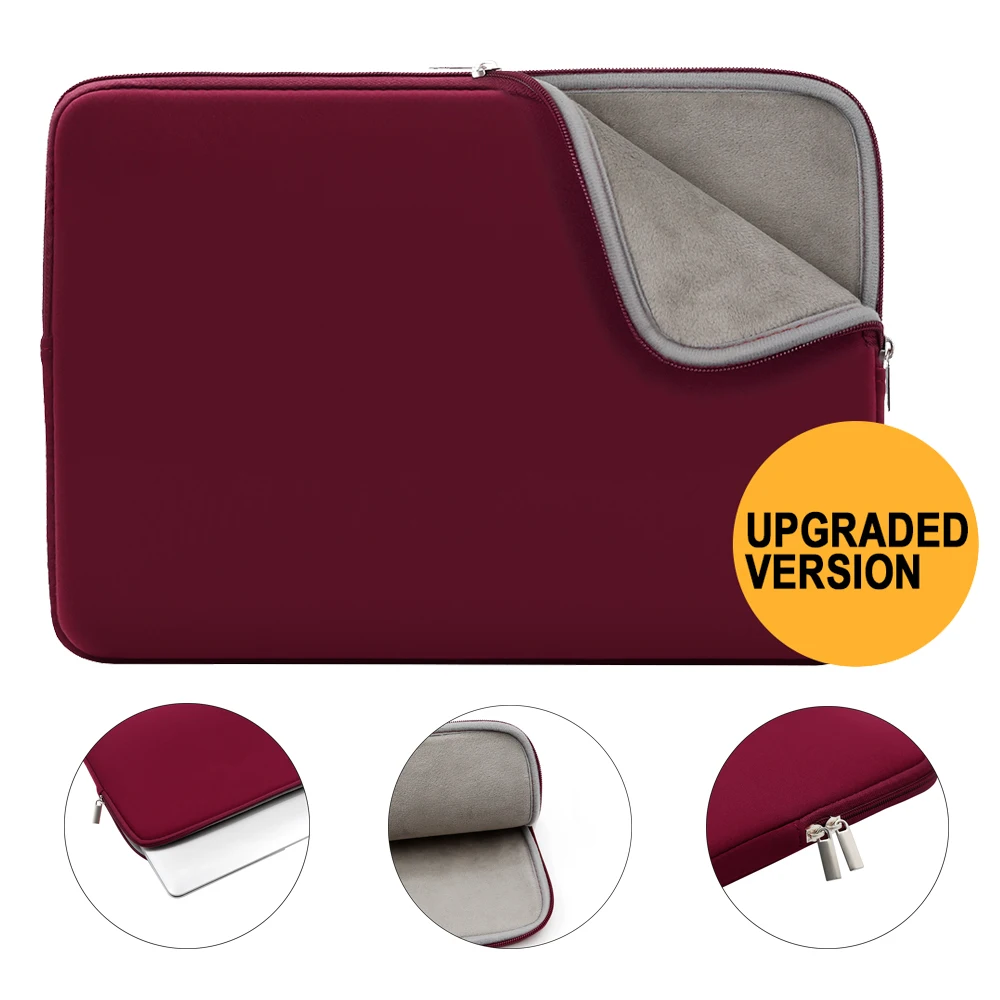 

Rainyear Laptop Sleeve Bag Notebook Cover 11,13,14,15,15.6 Inch Tablet Bag For Macbook ASUS Acer Protective Case Velvet Wine Red