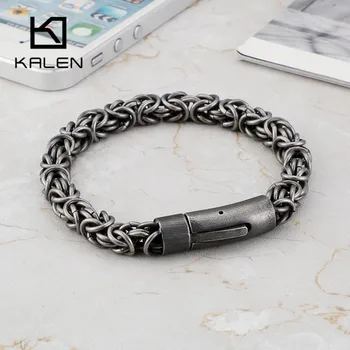 

KALEN Matte Singapore Twisted Chain BraceletS For Men 21cm Long Stainless Steel Polished Chain Link Bracelet Men Jewelry