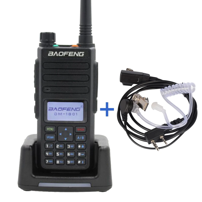 Baofeng DMR DM-1801 иди и болтай Walkie Talkie VHF UHF 136-174& 400-470 МГц Dual Band Dual Time slot уровня 1 и 2 цифровое радио DM1701 - Цвет: Add Earphone