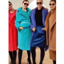 Женское пальто с плюшевым мишкой, Высококачественная куртка, зимнее Модное теплое пальто из шерсти альпаки, женское элегантное классическое шерстяное пальто, теплое пальто