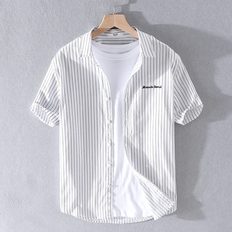 

New designer striped casual men shirt cotton white shirts for men comfortable brand fashion tops mens chemise camisa