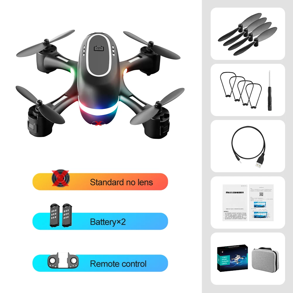 2021 New Toys Mini Drone Rainbow LED Dynamic Light Remote Control Helicopter Toy RC Quadcopter Aerial Photography HD Dual Camera syma remote control RC Quadcopter