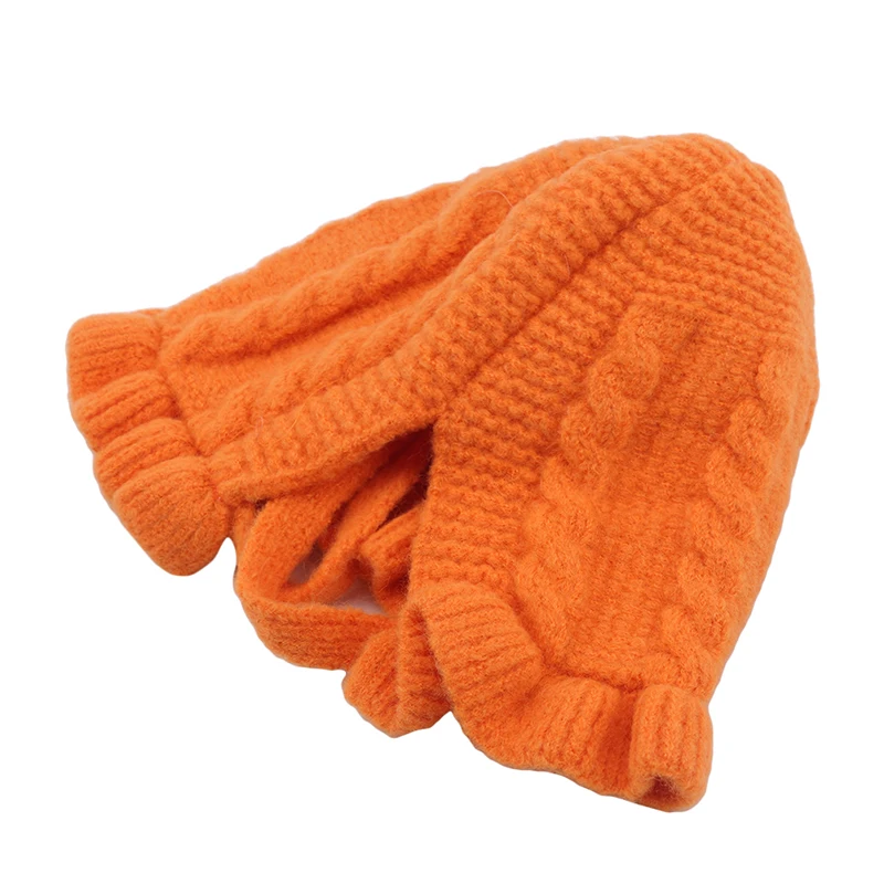 orange Новые однотонные шерстяные шапки трендовые зимние шапки вязаные теплые мягкие Простые повседневные Шапки элегантные универсальные шапки - Цвет: orange