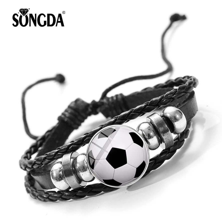 SONGDA 2019 модный браслет с шармом для футбольного мяча мужской кожаный спорта хобби