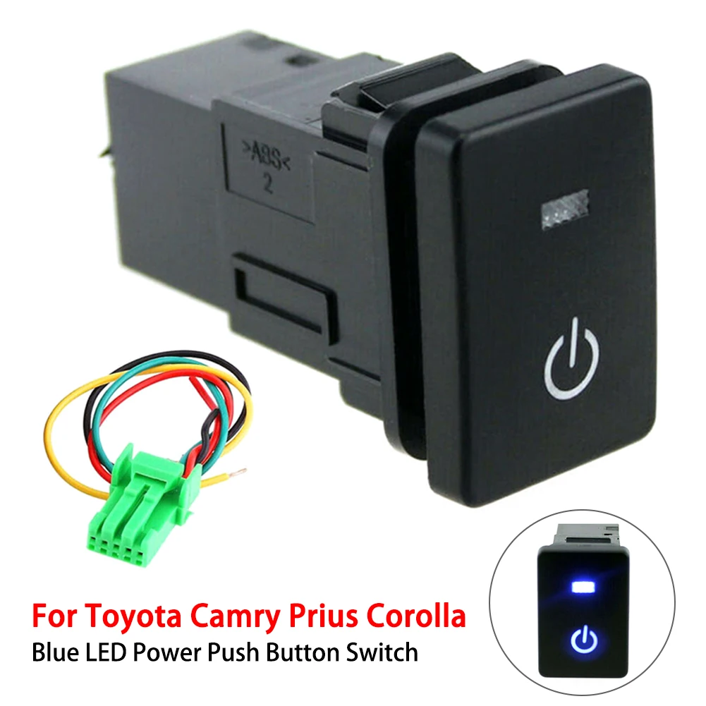 

Blue LED Power Lights Push Button Switch Laser LED light self-lock self-reset button ON-OFF For Toyota Camry Prius Corolla