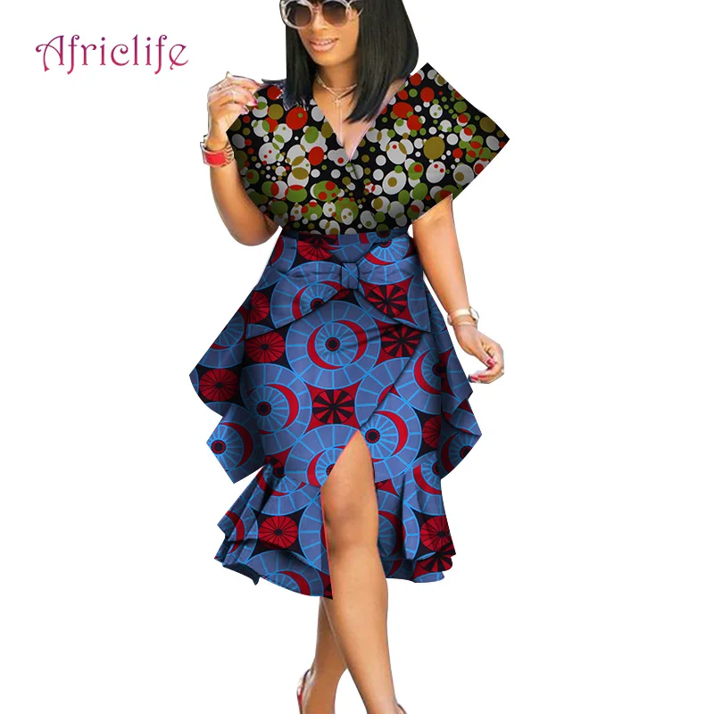 Африканская юбка Дашики для женщин элегантные женские платья с большим бантом Femme Bazin Riche Хлопок размера плюс женская одежда юбка WY4230 - Цвет: 8
