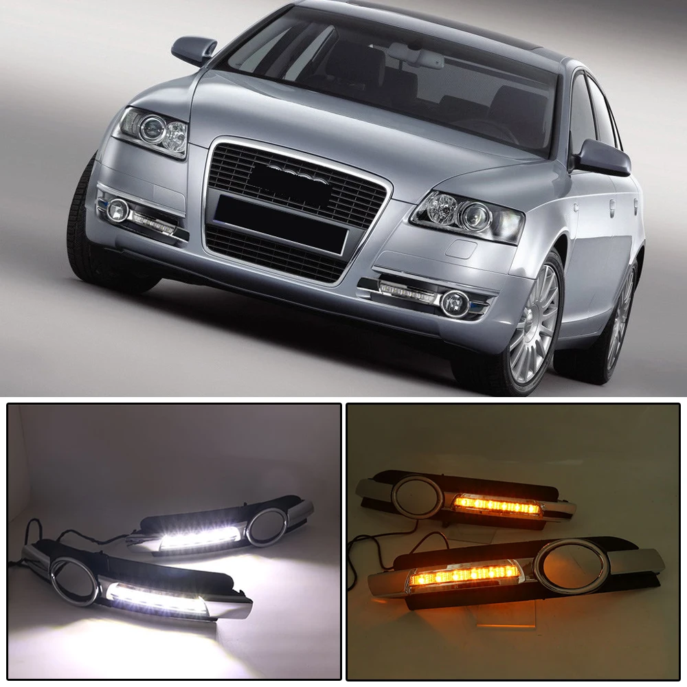 CAPQX для Audi A6 A6L C6 2005 2006 2007 2008 Авто Стайлинг переднего бампера светодиодный DRL