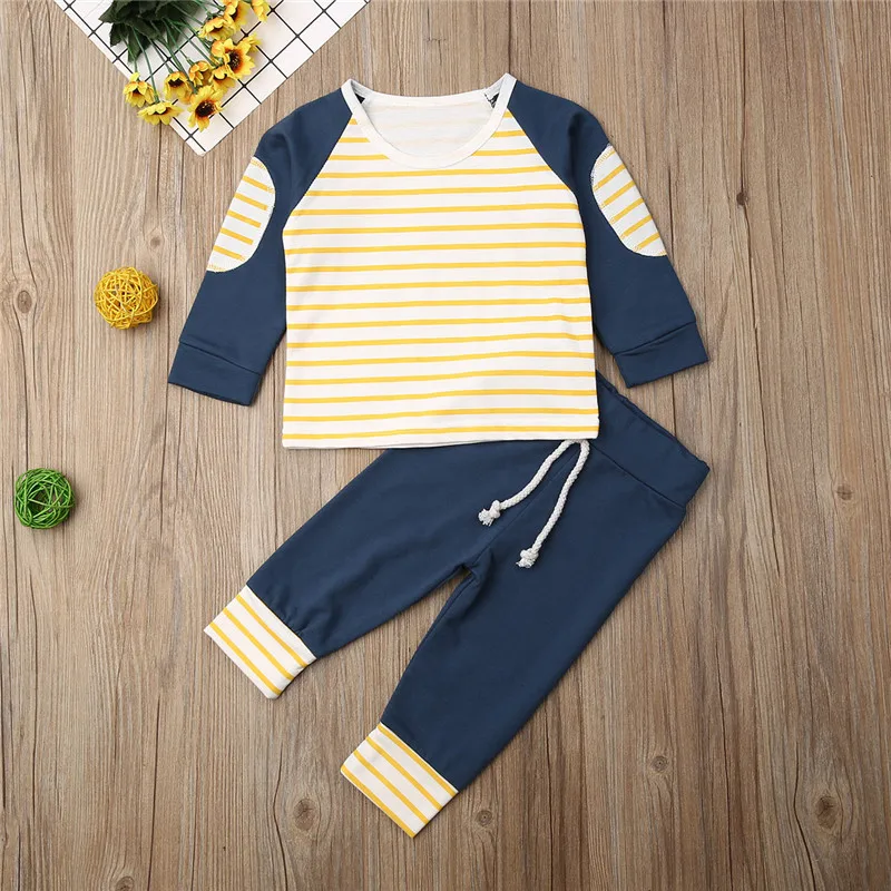 

0-24months Baby Clothes Set Spring Autumn Newborn Set Long Sleeve Sweatshirts For Boy Active Outfit Striped Pants Baby Girls Set
