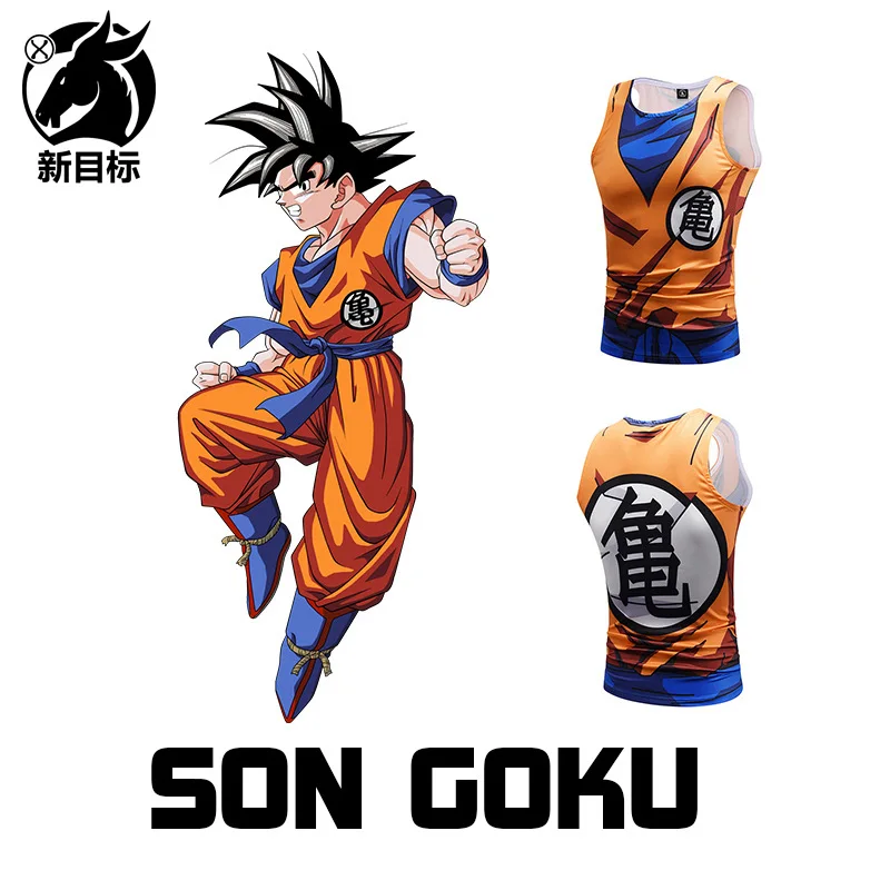 Summer New Style Muscle Youth Popular Brand Anime Dragon Ball 3D Printted Waistcoat Sports Fitness Training Waistcoat