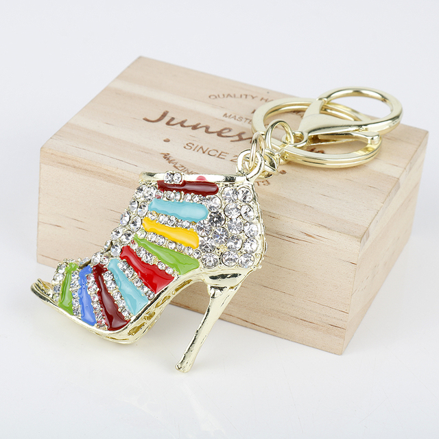 Heel Shoes Keychain Crystal Car Key Chains Women Purse Pendant Key Holder Bag Decoration Rhinestone Trinket Porte Clef
