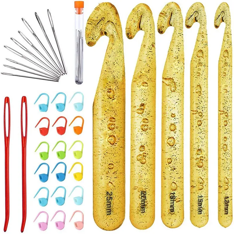 5pcs 12mm/15mm/18mm/20mm/25mm Huge Crochet Hooks Set Plastic Knitting  Needles Kit Diy Yarn Sewing C