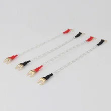 

Hi-End Audio OFC Silver Plated Jumper Cable Hifi Speaker Jumper Speaker Cable Audio Jumper with Gold Plated Y Spade Terminal Plu