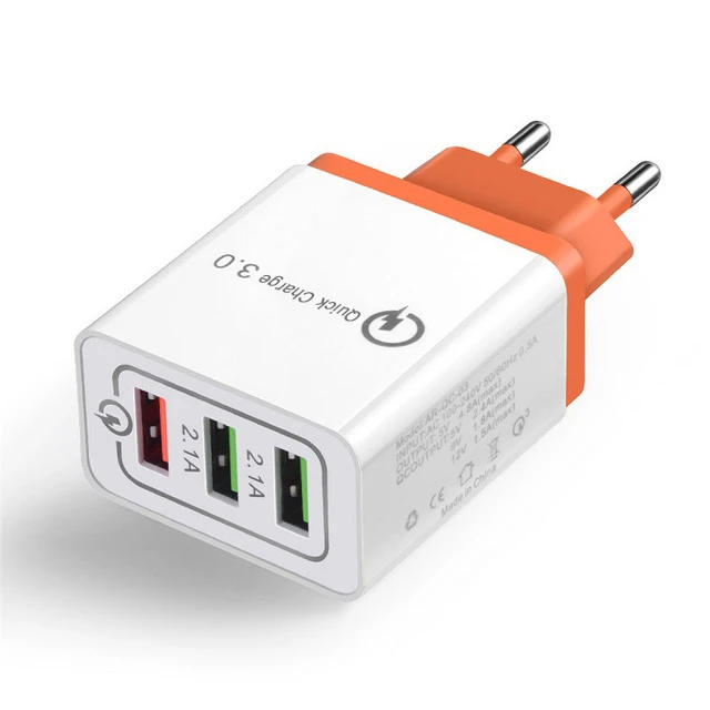 QC 3,0 18 Вт USB быстрая зарядка 3,0 5 в 3 а зарядное устройство для мобильного телефона зарядное устройство быстрое зарядное устройство ЕС США Разъем для iphone 7 8 Sumsung S8 S9 huawei - Тип штекера: Orange 3 Ports