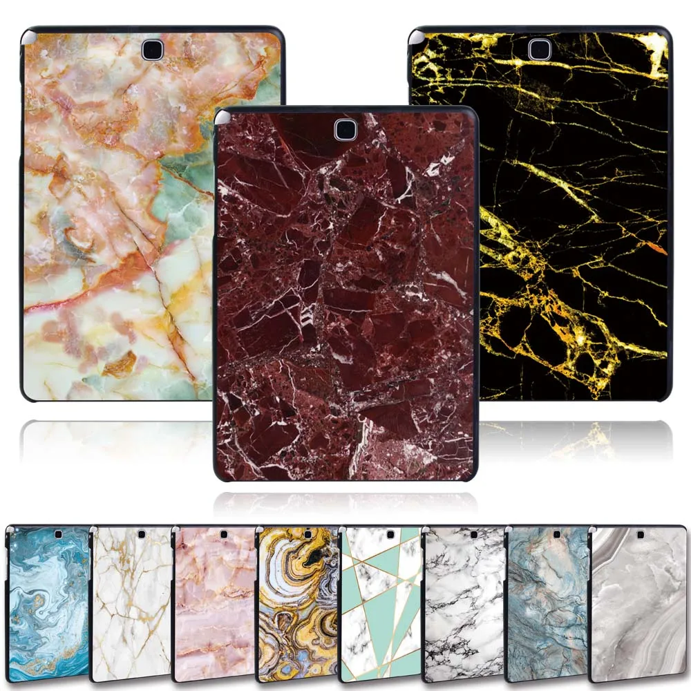 Тонкий пластиковый чехол подставка с мраморным рисунком для Samsung Galaxy Tab A T550 T555 SM 9 7