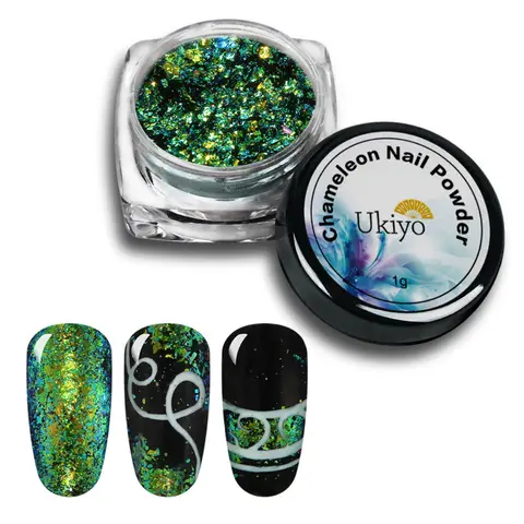 Box Chameleon Powder Need Black Base 3D DIY Flakes Sequins Nail Glitter Powder Chrome Pigment Nail Art Decorations