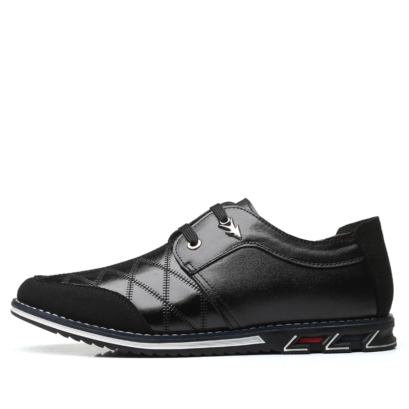 Мужская повседневная обувь из натуральной кожи; бренд года; мужские лоферы; мокасины; дышащие слипоны; черные туфли для вождения; большие размеры 38-46 - Цвет: Черный