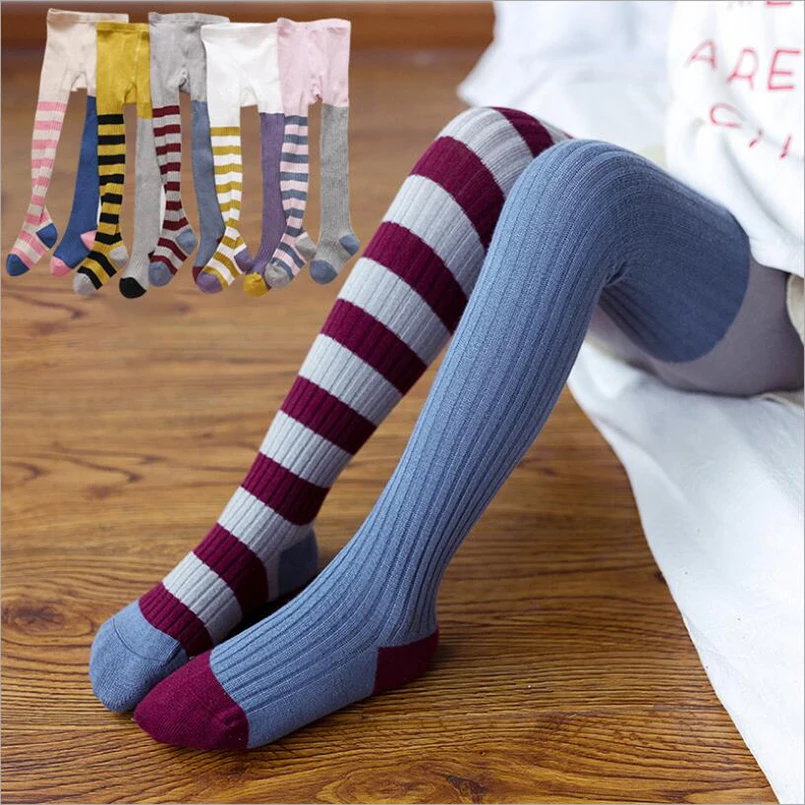 

Fall asymmetry stripe tights for girls stocking warm newborn kids pants children trousers Korea style princess girls pantyhose