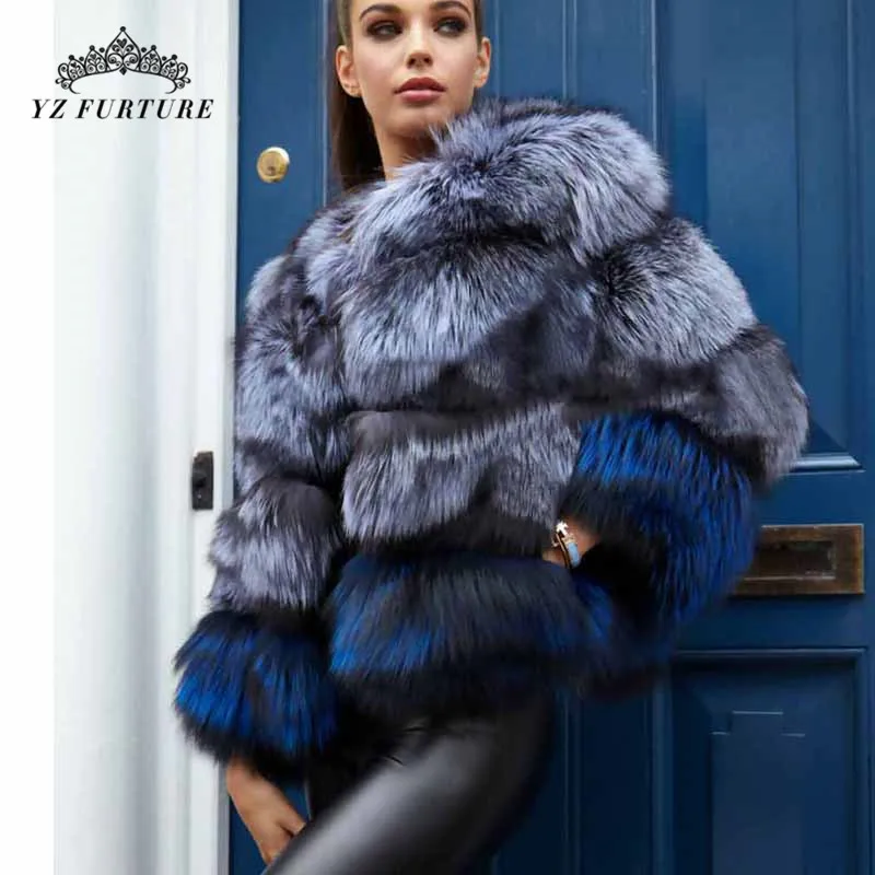 2020 New Fashion Real Fox Fur Coat Women Natural Short Slim Sliver Jacket O-Neck Winter Warm Full Pelt FC-242 | Женская одежда