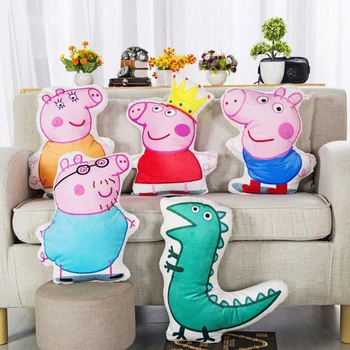 

45CM*35CM Peppa Pig 3D Pillow Doll Plush Toys Sofa Cushion Hug Cartoon Anime Figure George Stuffed Plush Dolls Kids Party Gift