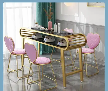 

Manicure table and chair set special price economic net red Nordic style manicure table single double simple imitation marble