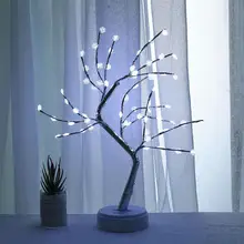 Светодиодный usb-светильник в форме дерева, медный провод, аккумуляторы, чувствительный к прикосновению, в форме дерева, декоративный, в горшках, для внутреннего дома, Рождественский Декор, снежинка, лампы