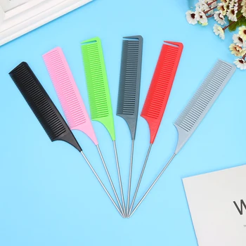 

Pro Anti-static Metal Pin Tail Comb Salon Home Plastic Hair Styling Dyeing Brush Hair Hairstyle Styling Tool Salon Accessories
