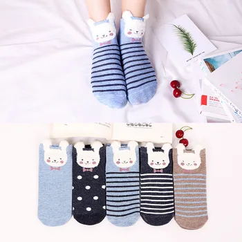 

5pcs Autumn Winter Fashion Animal Women Cotton Socks Rabbit Korea Harajuku Kawaii Cute Girls Casual Happy Funny Socks