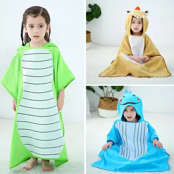 

Cartoon Crocodile Baby Bath Shower Towel Fashion Trend Skin-friendly Comfort Kids Superfine Fiber Hooded Bathrobe