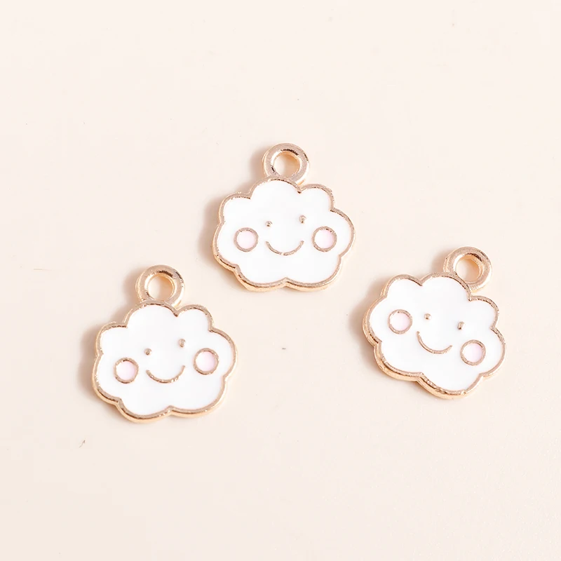 10pcs 13*11mm Cute Cloud Charms Necklaces Earrings Making Accessories Pendant Enamel Cloud Smile diy Charms Jewerly Findings
