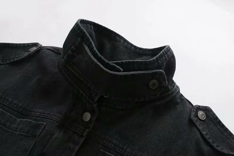Pockets Denim Jackets Women Fashion Tie Belt Waist Coats Women Elegant Turn Down Collar Buttons Jeans Jackets Female Ladies