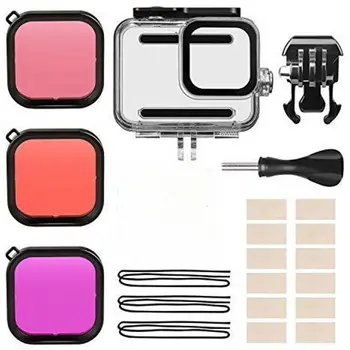 

45M Waterproof Housing Kit For Gopro Hero 8 Black 7 6 5 Diving Protective Case 3 Pack Filter Anti-Fog Go Pro Bracket Accessories