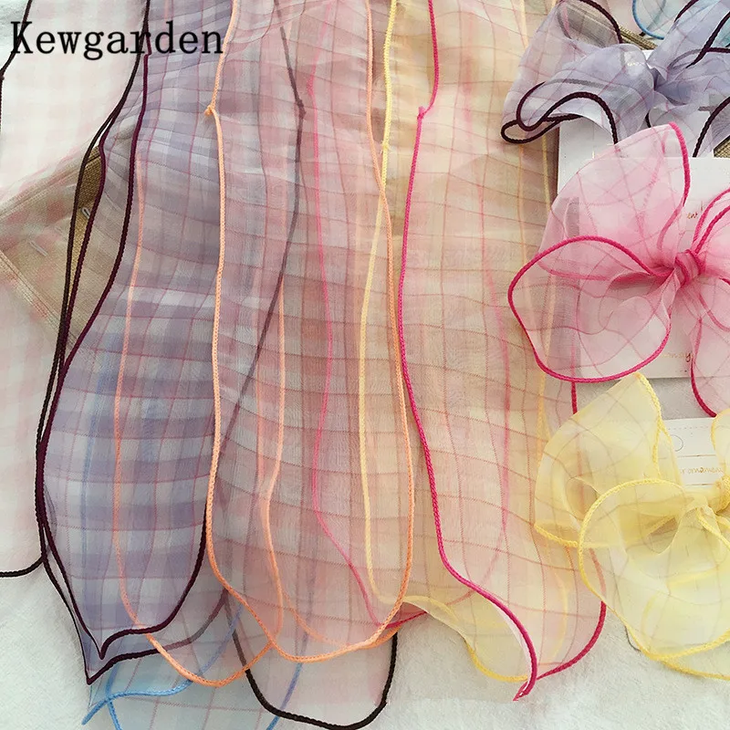 Kewgarden Hemming Plaid Voile Belt Ribbon Handmade Tape DIY Bow Hair Accessories Gauze Fabric Riband 6CM *60CM Wholoseale 20 Pcs | Дом и сад