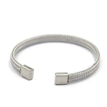 

10PCS/lot Wholesale Stainless Steel Simple Bracelets Fashion Clasp Woven Grid Design Bangle Bracelet for Women Gift Jewelry