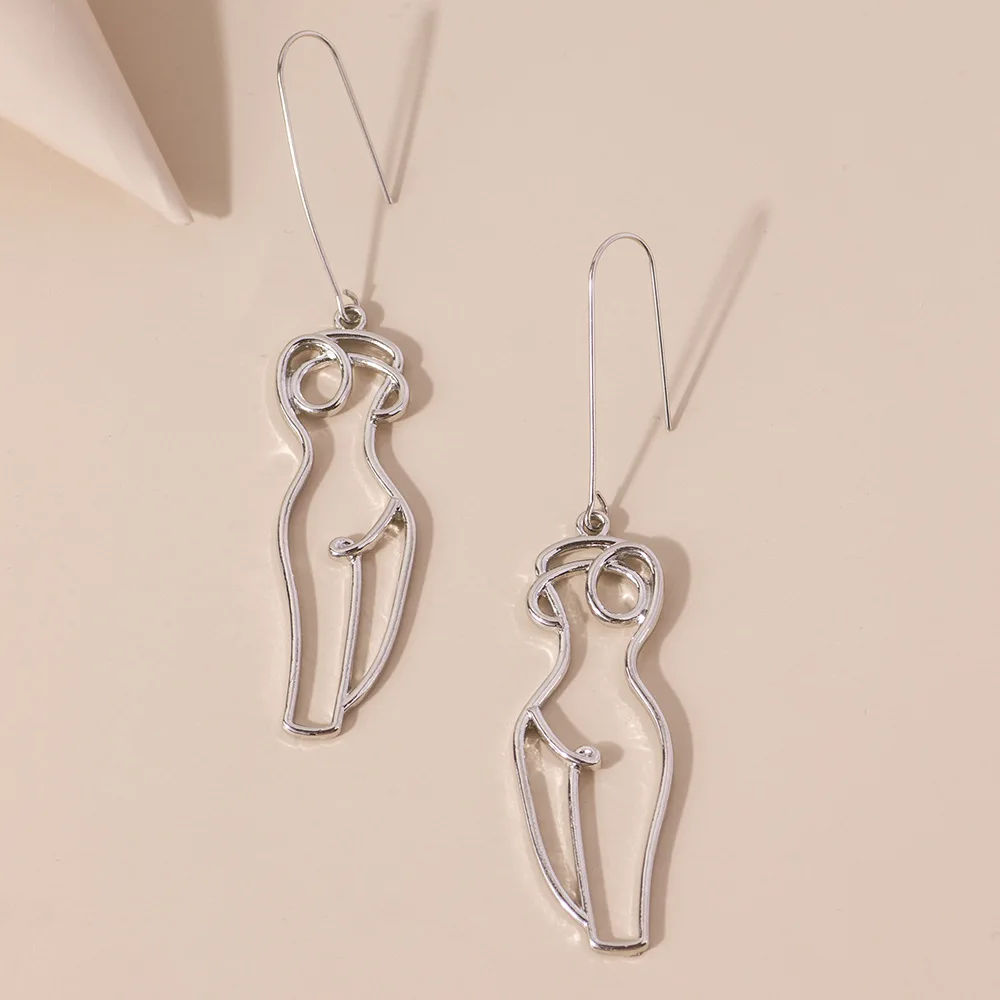 Drop Earrings VG 6YM Punk Style Body Drop Earrings For Women Retro Abstract Hollow Out Statement Hand Metal Fashion Dangle Earring Jewelry