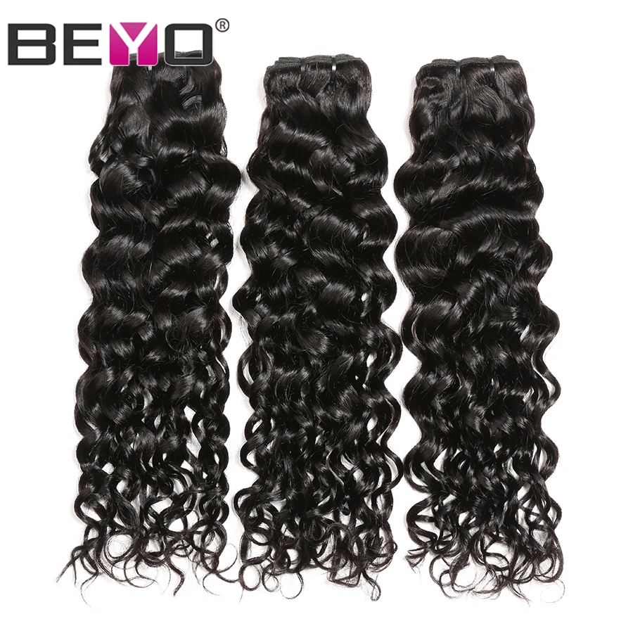 

Water Wave Bundles Indian Hair Weave Bundles 100% Human Hair Bundles 3 Bundle Deals Non Remy Beyo Hair Extension Natural Color