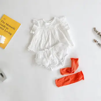 

2020 Summer Baby Puffy Loose Shirt Blouse+Mesh Pant Baby Girl 2-Piece Set 3 6 9 12 18 24 Month Toddler Newborn Clothes OBS204014