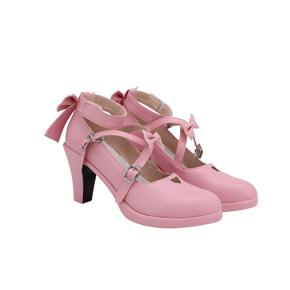 Nekopara Chocola Cosplay Shoes Pink High Heel Sandals Custom Made Any Size for Halloween Party Cosplay Accessories (3)