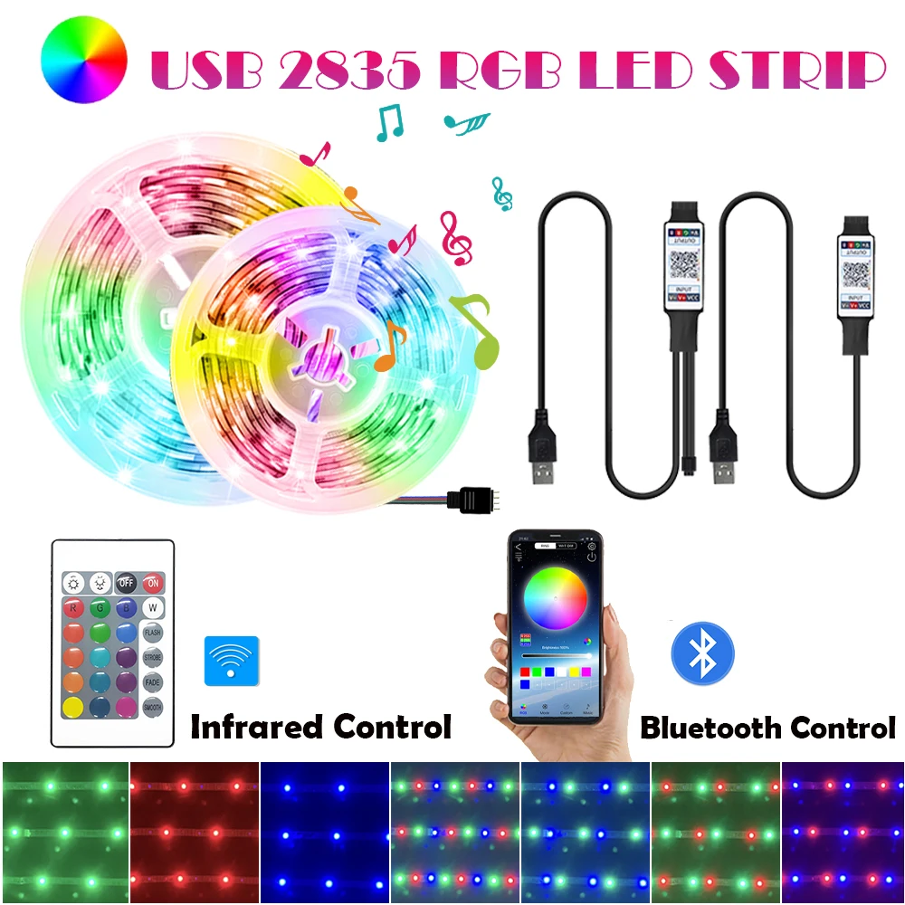 RGB 5V USB 2835 светодиодные ленты Bluetooth управление ИК гибкая лента диод украшение