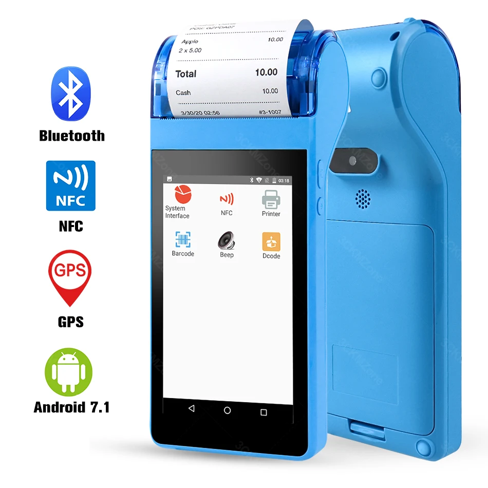POS PDA с термопринтер чеков 58 мм pos-терминал Bluetooth Wi-Fi 3G беспроводной мобильный