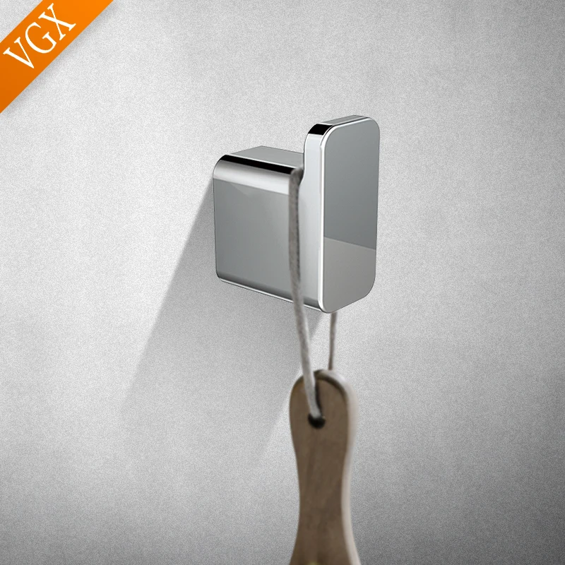 VGX Single Robe Tower Wall Hook Bag Coat Clothes Hanger for Bathroom Accessories Hardware Punch-Free Nail-Free Zinc Chrome Z1882